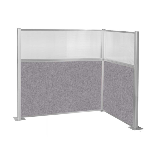 Pre-Configured Hush Panel Cubicle (L Shape) 6' x 4' L-Build w/ Window Cloud Gray Fabric